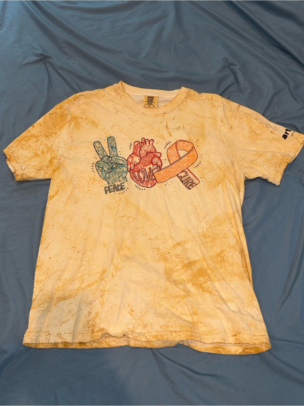 Artery Ink Peace Love Care Yellow Graphic Tee